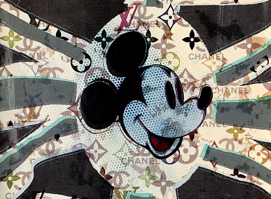 God Save Mickey Mouse in Blue Pop Art Street Art Graffiti Fusion